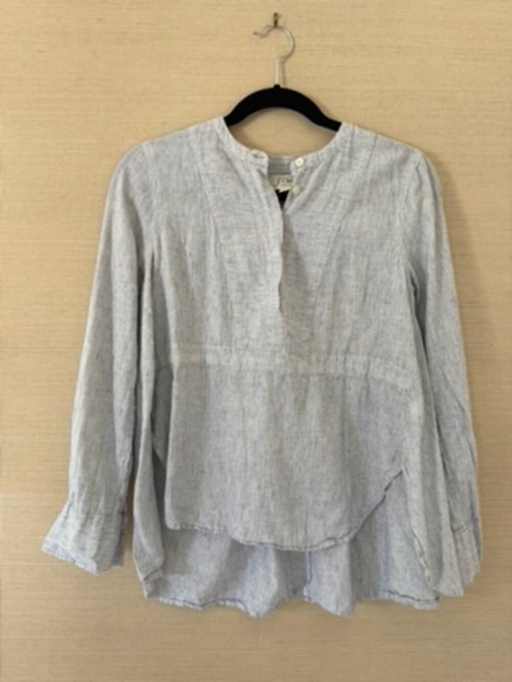 J.Crew Linen-Cotton Striped Popover Top – Size XS